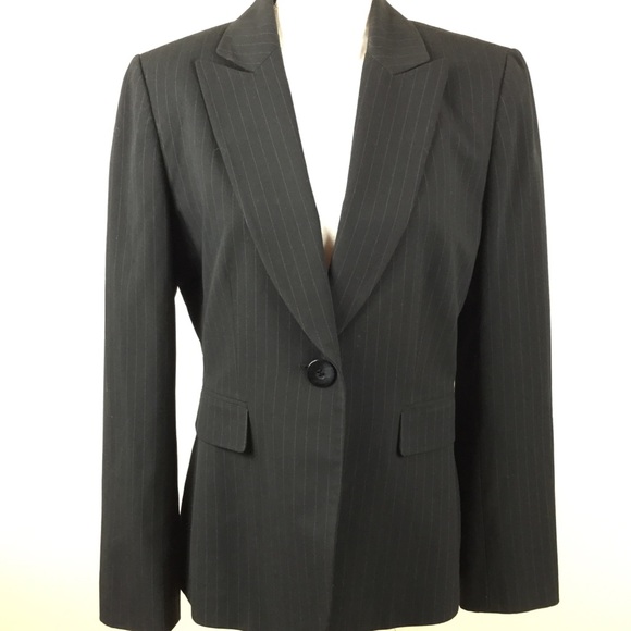 Tahari asl black blazer with pinstripes - Picture 2 of 8